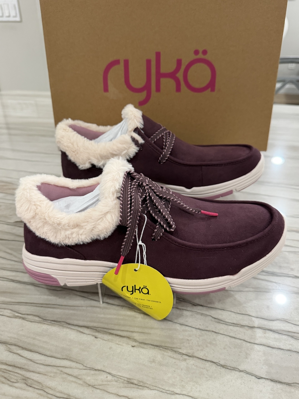 Ryka Avid Faux Fur Slip-On Sneakers Purple Fig 11W Wide